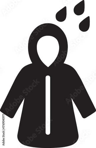 Rainproof jacket sketch icon representing waterproof clothing, outdoor gear, and weather protection.