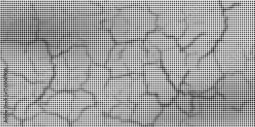 Flowing dots particles wave pattern halftone gradient curve shape isolated on white background