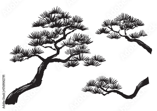 松の木水墨画筆画