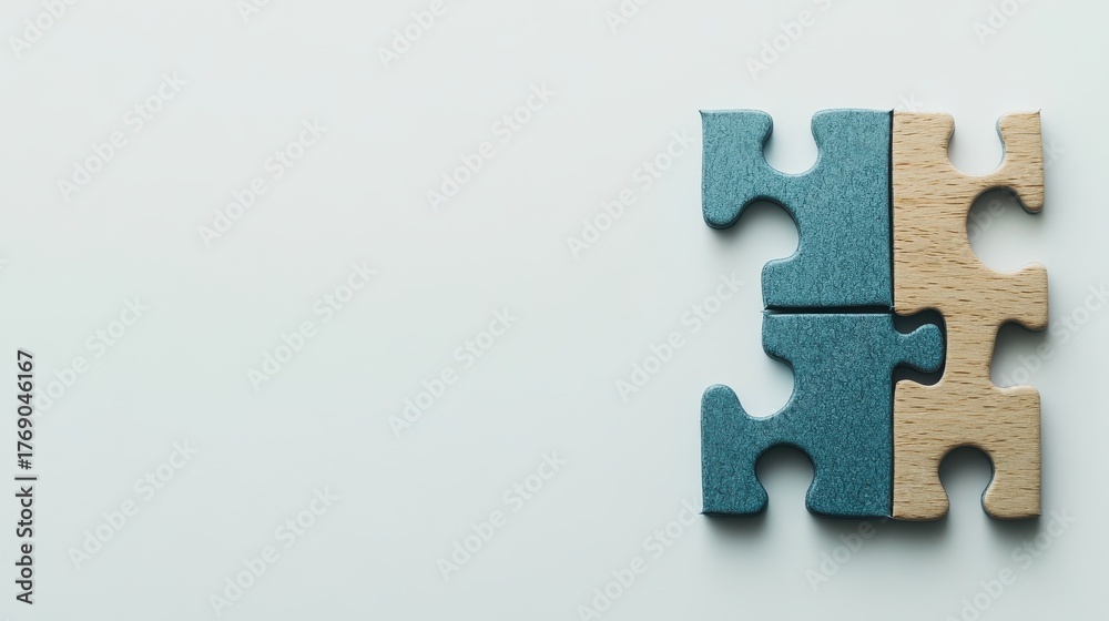 Fototapeta premium Puzzle pieces coming together in a creative arrangement on a light background