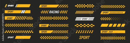 Sport Car Stripe Vector with Racing Decal Design,  Speed line graphics, tuning stripes, and vinyl sticker elements perfect for high-performance cars, wraps, and racing-themed automotive designs.