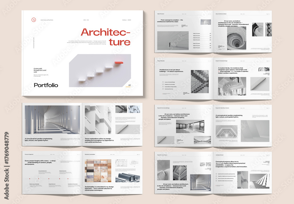 Architecture Project Portfolio Landscape Booklet Template for Company ...