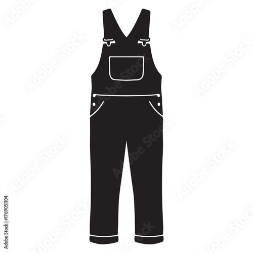 Black overalls vector illustration isolated on white background classic workwear garment simple design fashion apparel work clothes farmer outfit