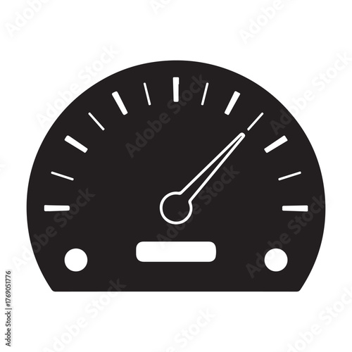 Black Speedometer Illustration with Needle Showing Current Speed for Automotive Industry and Dashboard Indicators with Modern Design