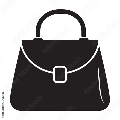 Elegant Black Handbag Vector Illustration Classic Style Ladies Accessory Design Shopping and Fashion Icon Womens Style