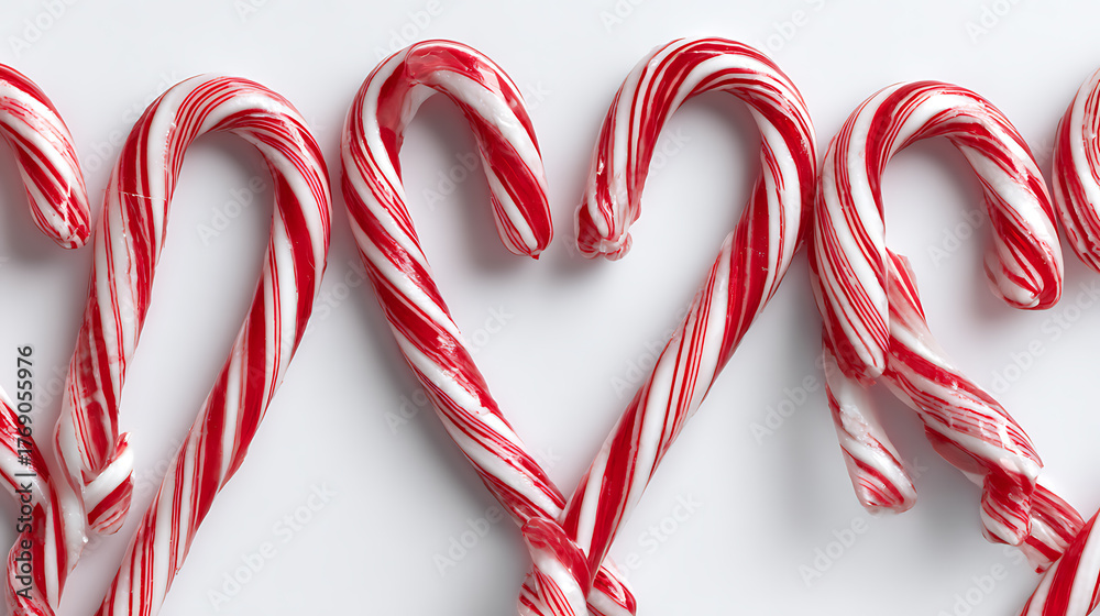 Fototapeta premium Christmas candy canes festive display food simple background close-up holiday treats