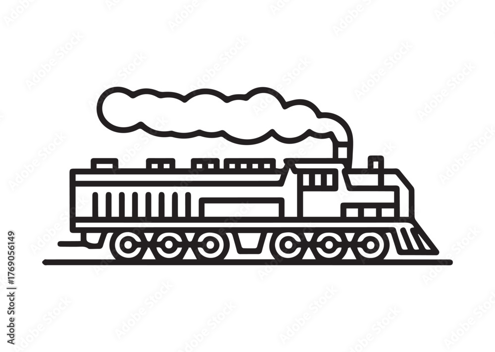 Naklejka premium Locomotive Line art vector