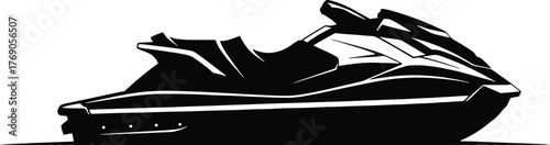 Black silhouette of a jet ski on a white background watercraft personal watercraft