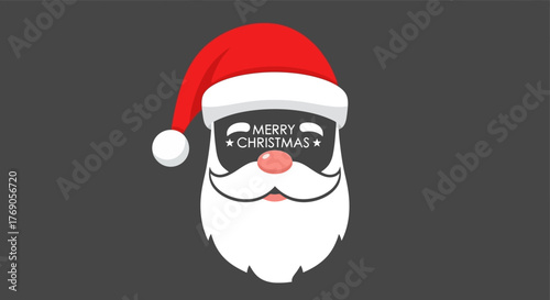 Cheerful Santa Claus Face with Merry Christmas Message in Festive Design