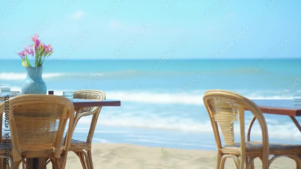 Beachside dining with ocean view