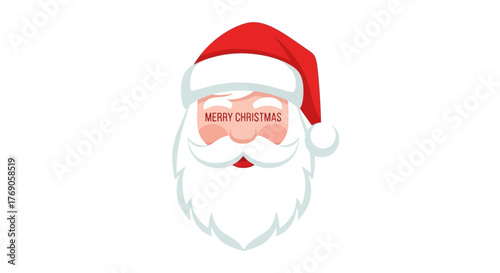 Festive Santa Claus Head with 'Merry Christmas' Greeting, Perfect for Holiday Decorations and Designs