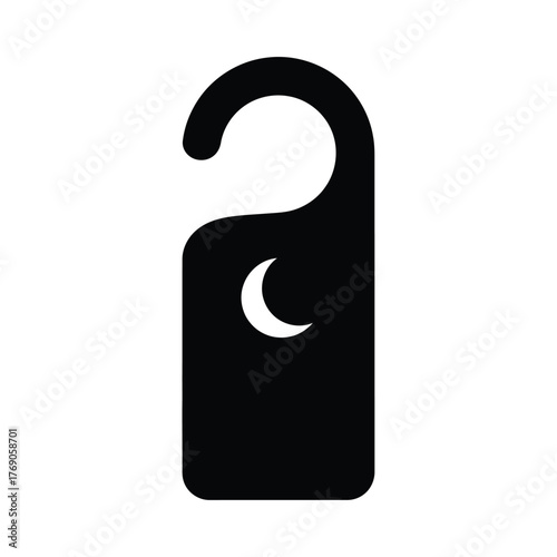 Black do not disturb sign with crescent moon icon door