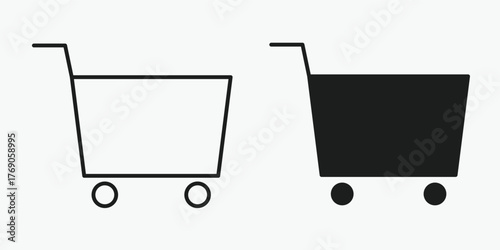 Clean gray vector shopping cart icon, perfect for e-commerce, retail, and online store designs.