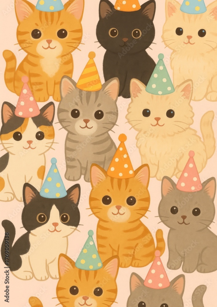 Fototapeta premium Cute party cats wallpaper