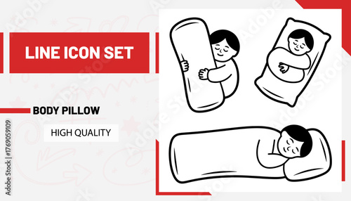 Qulityful Body pillow line icon set