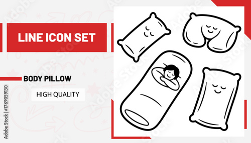 Qulityful Body pillow line icon set