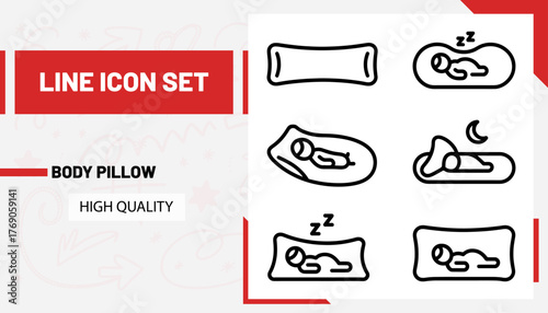 Qulityful Body pillow line icon set