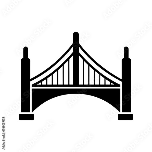 Steel Bridge Icon – Heavy Construction Silhouette.