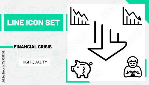 Qulityful Financial crisis line icon set
