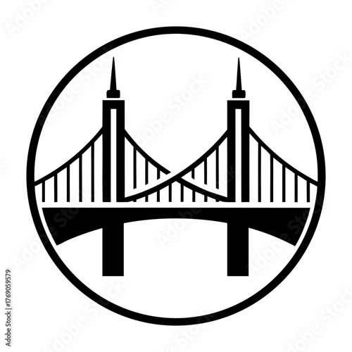 Modern Bridge Symbol – City Engineering Icon Isolated.