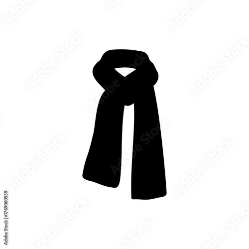 Winter warm scarf icon vector flat design on white background. Simple winter scarf silhouette.