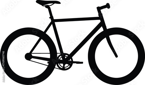 Black silhouette of a single speed bicycle on a white background bike