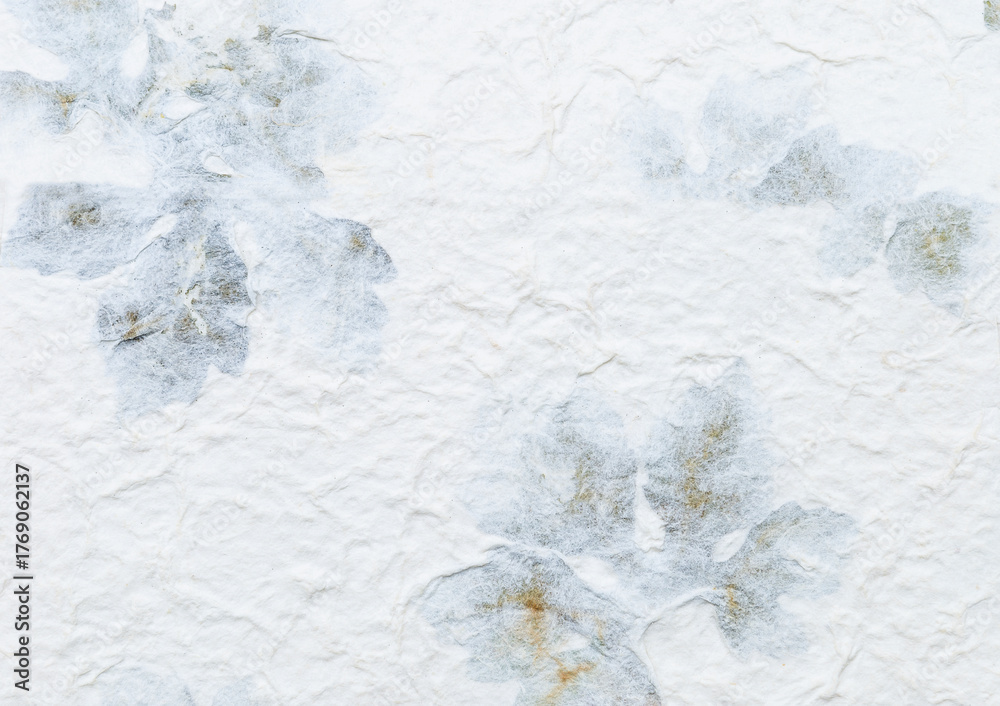 Fototapeta premium White paper texture with dry leaves pattern background, blank white paper with brown leaves texture