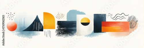 Abstract art with geometric shapes and color gradients