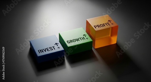 Invest Growth Profit Financial Planning Business Strategy Investment Returns Concept with Rising Arrows for Market