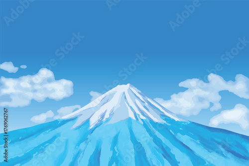 雪を被った富士山の背景　eps
