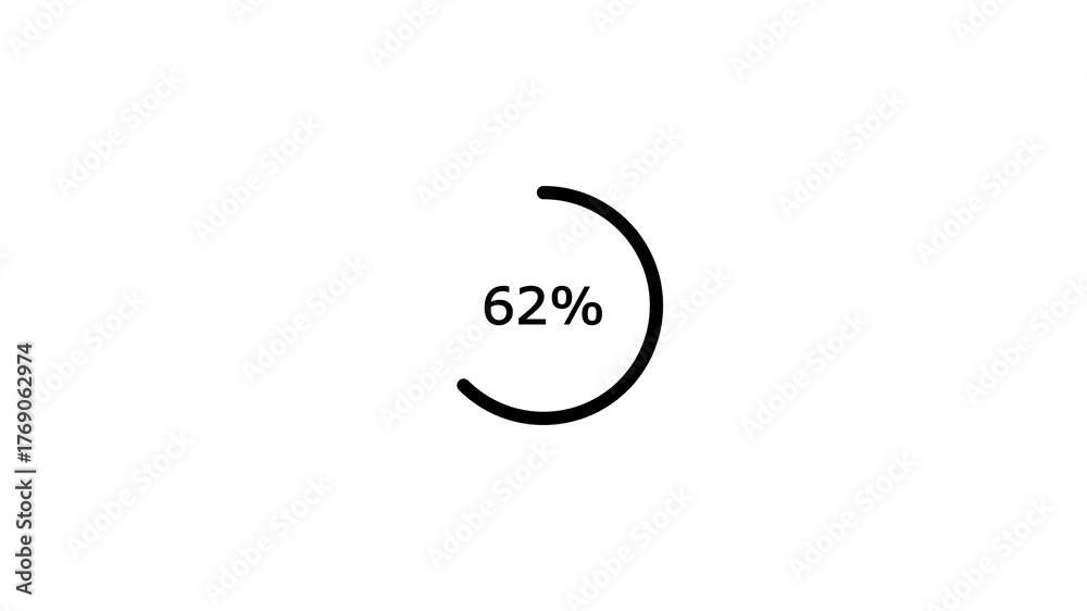 Circle Loading progress bar animation 0 to 100% in black color, round ...