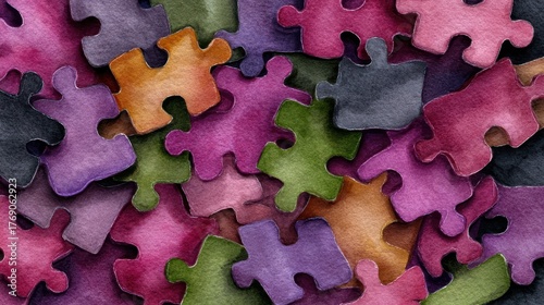 Colorful puzzle piece pattern vibrant puzzle piece pattern with various hues ideal for backgrounds or creative projects