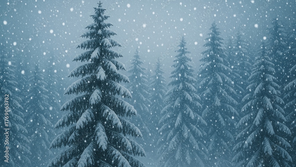 Obraz premium Serene snowy forest landscape wallpaper for desktop