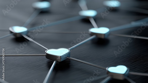 Close up of clock with blue hearts detailed view of timepiece featuring multiple blue heart shapes symbolizing love and time