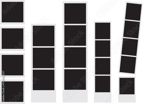 Photo Booth Frame Collection – Realistic Blank Snapshot Templates, Retro Film Strips, and Vector Mockup Designs for Photography and Events.