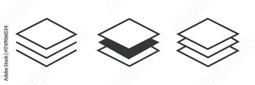 Layers icon set. Layer 1, 2, 3, 4, 5, 6, 7, 8, 9, 10. Logo layers, levels, tiers, sheets icons. Fabric floor layers symbol absorbent of material stack vector. Surface levels technology for business.