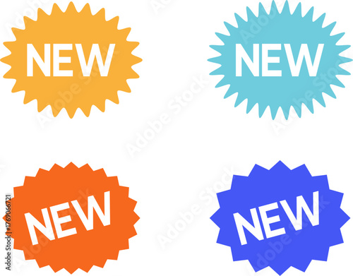 New sticker set, discount sticker, special price, advertising campaign, jagged starburst sticker icon, sale sticker. Stickers for New Arrival shop product tags, new labels, sale badges, banners vector