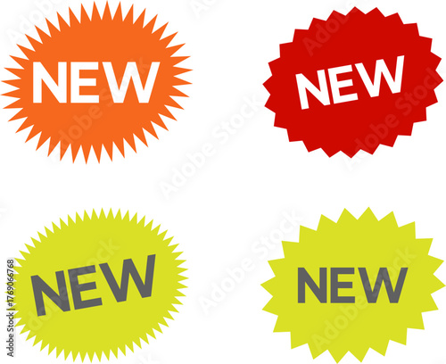 New sticker set, discount sticker, special price, advertising campaign, jagged starburst sticker icon, sale sticker. Stickers for New Arrival shop product tags, new labels, sale badges, banners vector