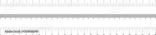 Graduated ruler vector illustration on a white background. Inch and centimeter ruler vector illustration. Various measurement scales with divisions .