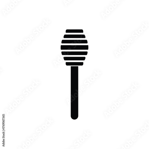 Black honey dipper icon on white background stick tool 1