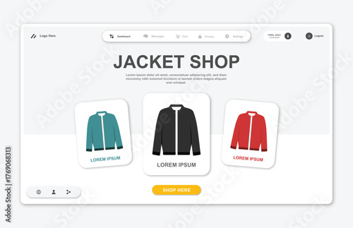Online store website template. Web design. Modern dashboard UI design