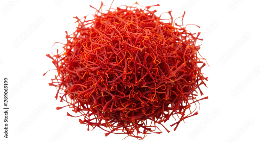 Naklejka premium Illustration of a pile of dried red saffron threads isolated on transparent background