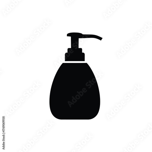 Black liquid soap dispenser icon on white background