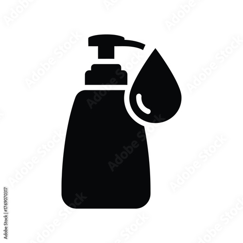 Black liquid soap dispenser with falling drop icon