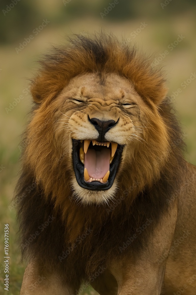 Fototapeta premium Laughing Lion Portrait