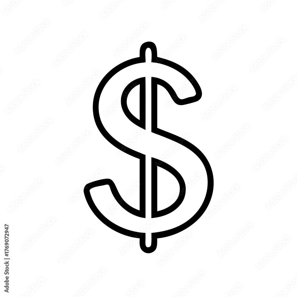 Obraz premium Dollar sign icon on transparent background in minimalist style 