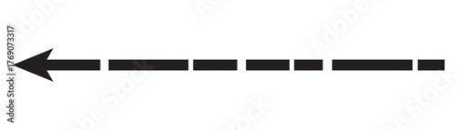 Set of straight long dashed arrow vector icons. Dashed vector.