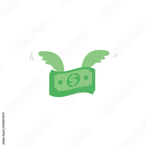 Flying dollar with wings.Vector illustration.
