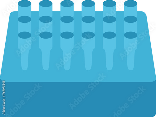 Blue laboratory microtube rack with capped vials