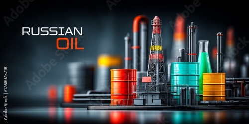 Russian Oil Industry Pumps and Energy Production Concept